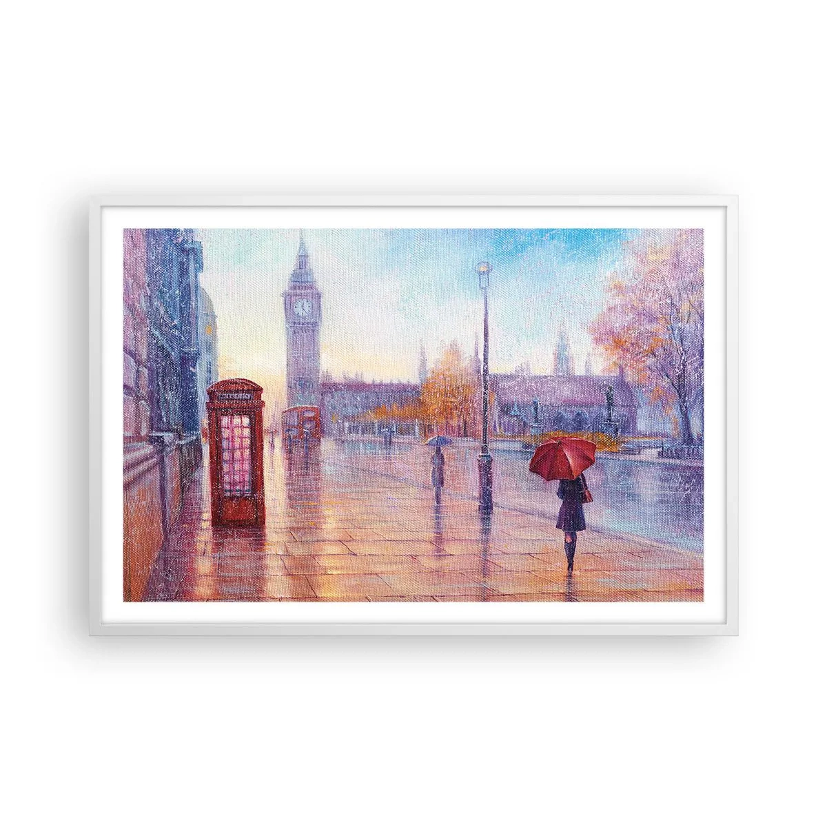 Poster in white frmae - London Autumn Day - 91x61 cm