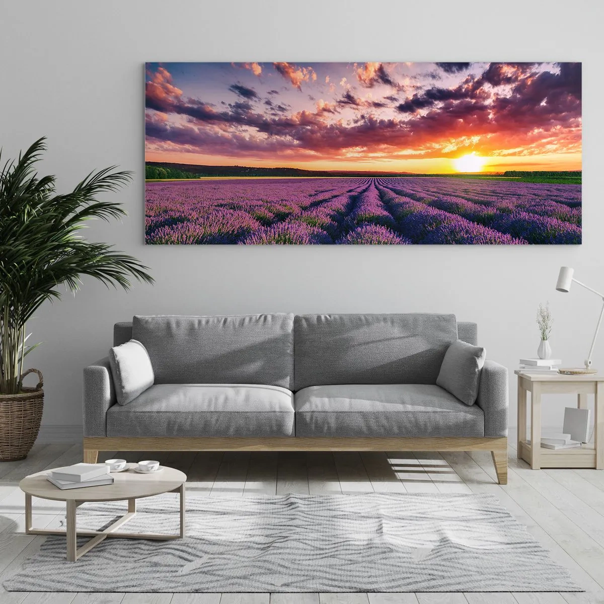 Glass picture - Lavender World - 120x50 cm