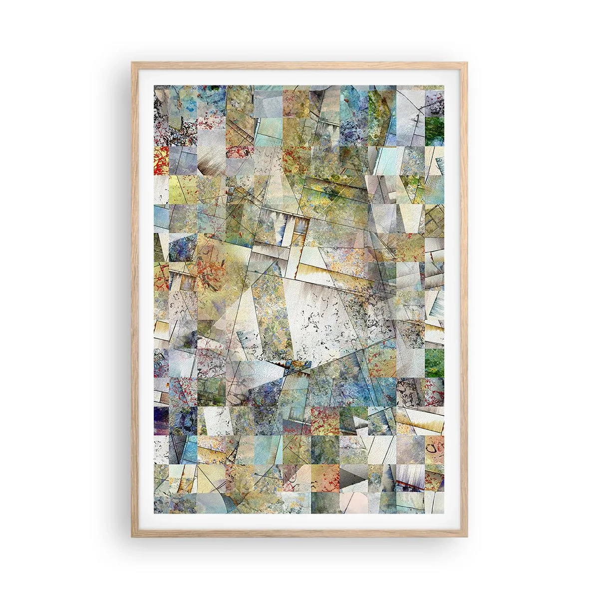 Poster in light oak frame - Geometric Reshuffling - 70x100 cm