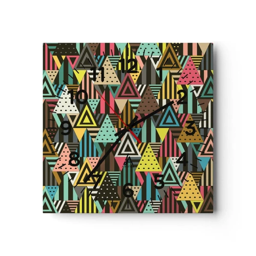 Wall clock - Clock on glass - In Rhythm on Three - 30x30 cm