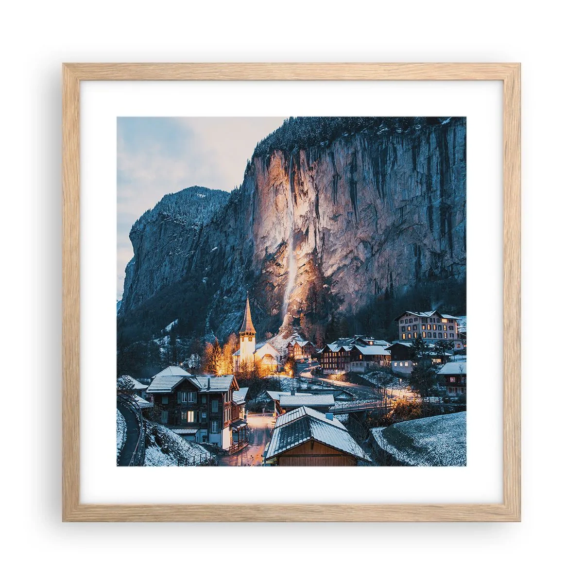 Poster in light oak frame - Sparkling Winter Spirit - 40x40 cm