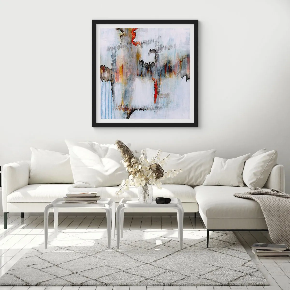 Poster in black frame - With a Stick on Water - 30x30 cm