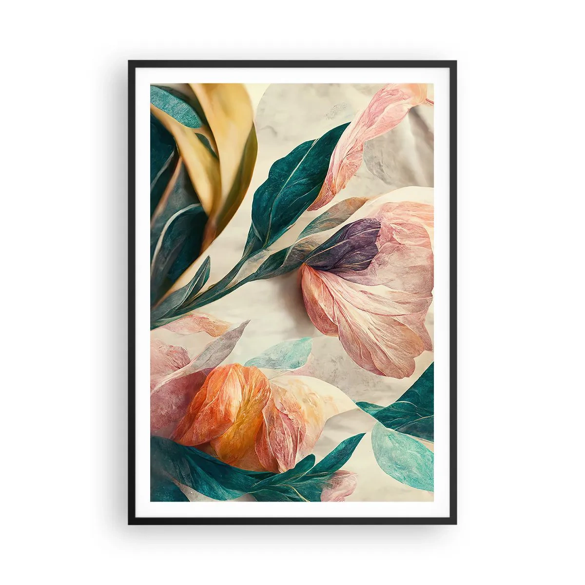 Poster in black frame - Flowers of Southern Islands - 70x100 cm
