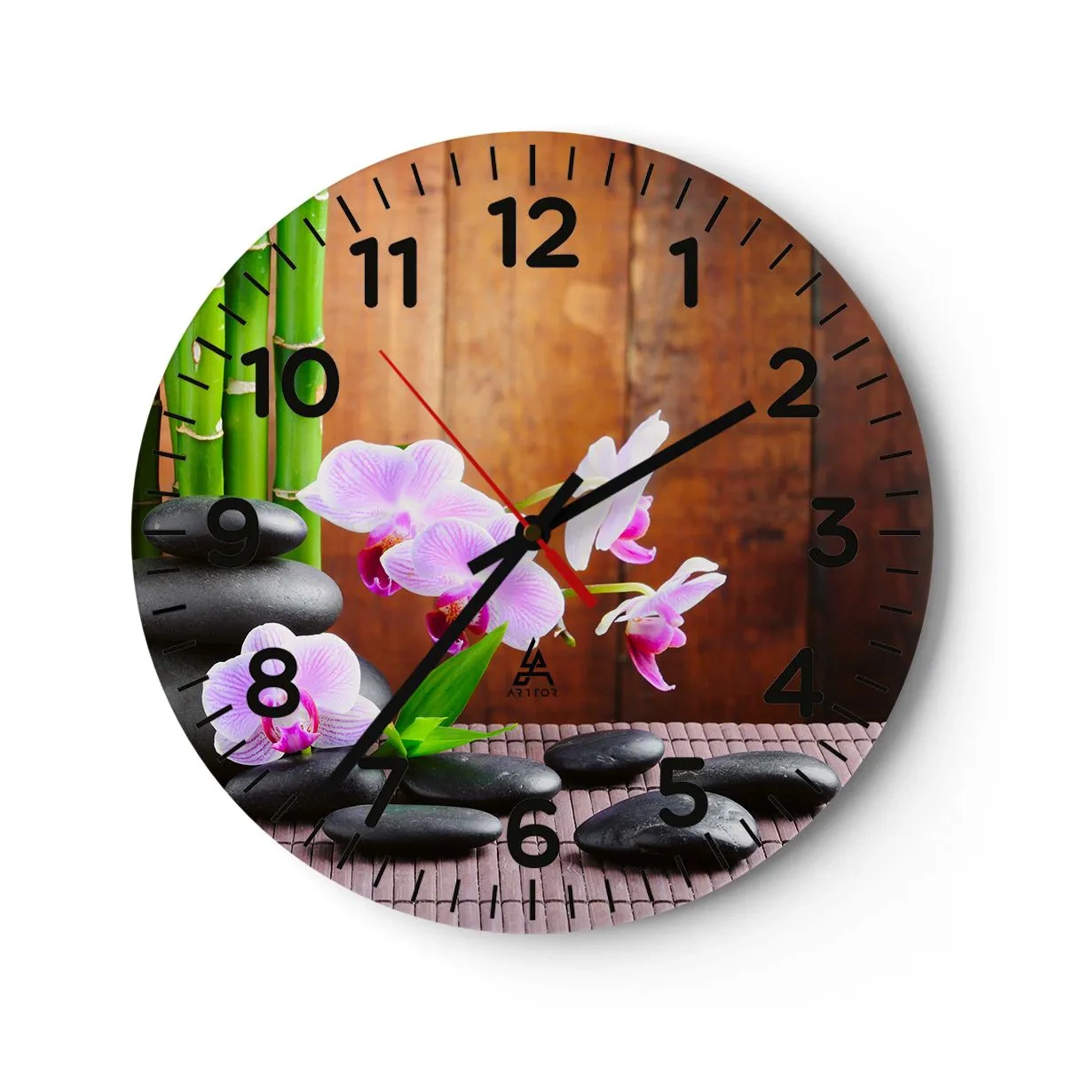 Wall clock - Clock on glass - Get to Know Pleasures of the East - 40x40 cm