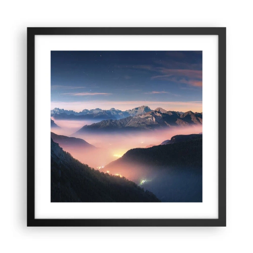 Poster in black frame - Light in the Valleys - 40x40 cm