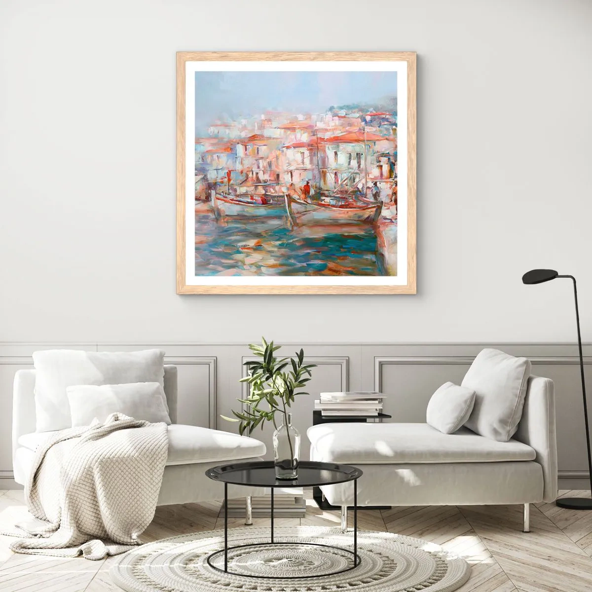 Poster in light oak frame - Holidays in Pastel - 60x60 cm