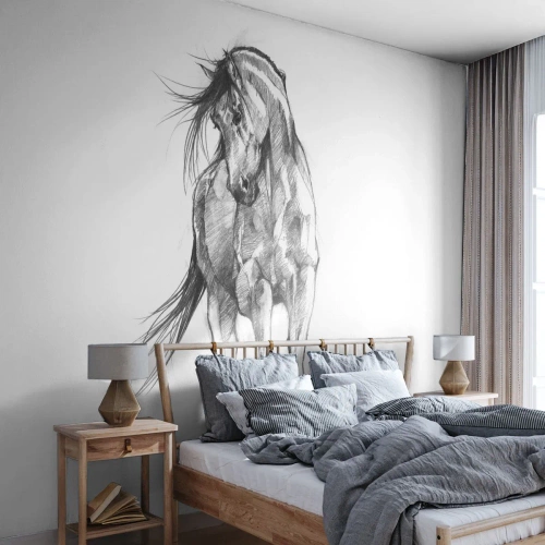 Self-Adhesive Photo Wallpaper Deluxe Sticker - In a Graceful Trot - Horse, Graphics, Animals - 200x140 cm