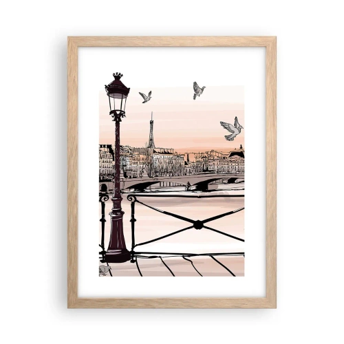 Poster in light oak frame - Over the Roofs of Paris - 30x40 cm