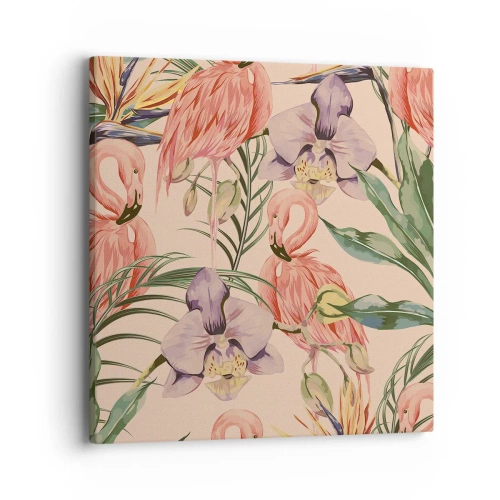 Canvas picture - Pink Ballet among Flowers - 40x40 cm