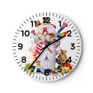 Wall clock - Clock on glass - Child's Toys - 40x40 cm