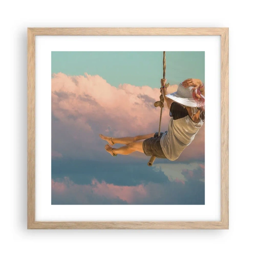 Poster in light oak frame - Fun in the Clouds - 40x40 cm