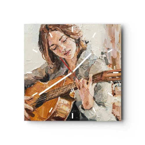 Wall clock - Clock on glass - Concert for Guitar and Girly Heart - 40x40 cm
