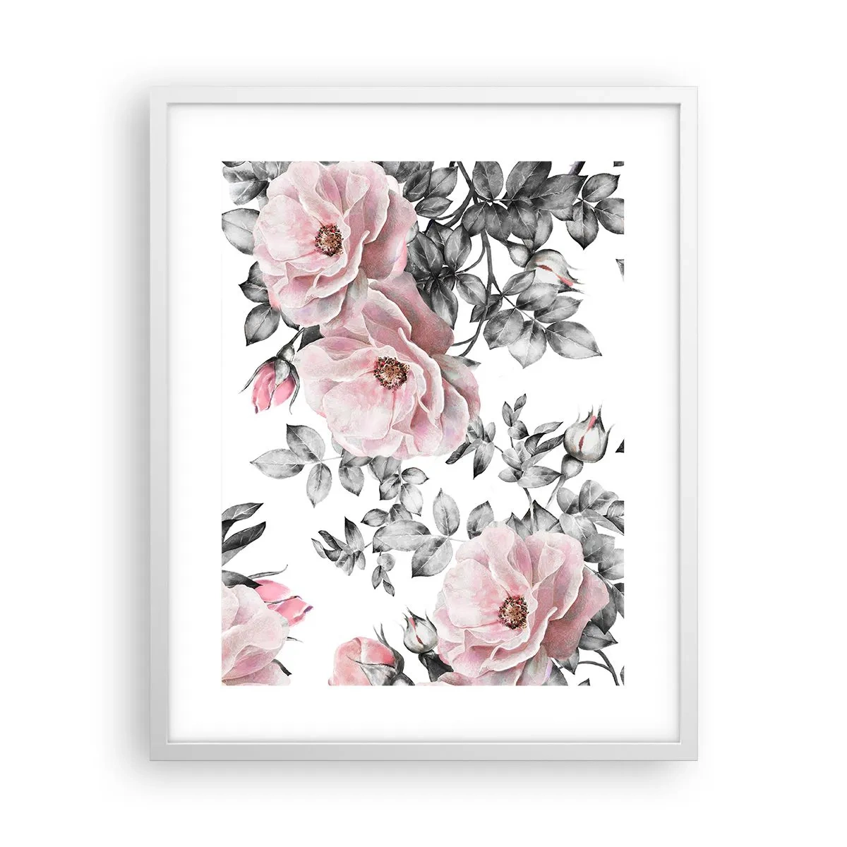 Poster in white frmae - Getting Lost in Rose Flowers - 40x50 cm