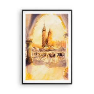 Poster in black frame - Sunrise over a Crocow Market - 61x91 cm