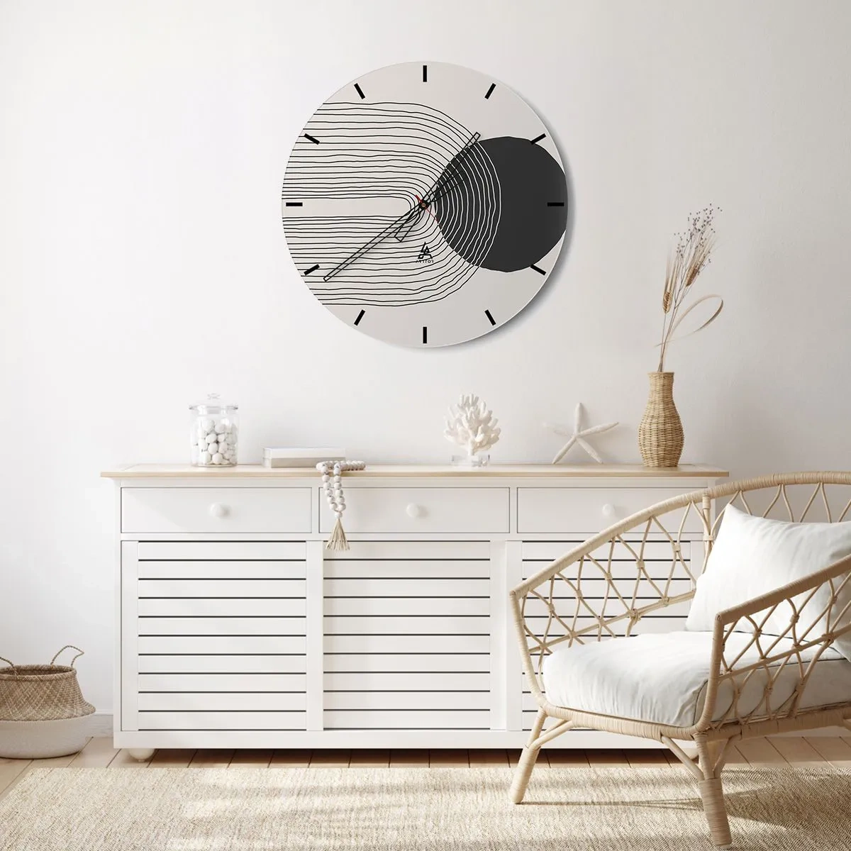 Wall clock - Clock on glass - Trembling and Certainty - 30x30 cm