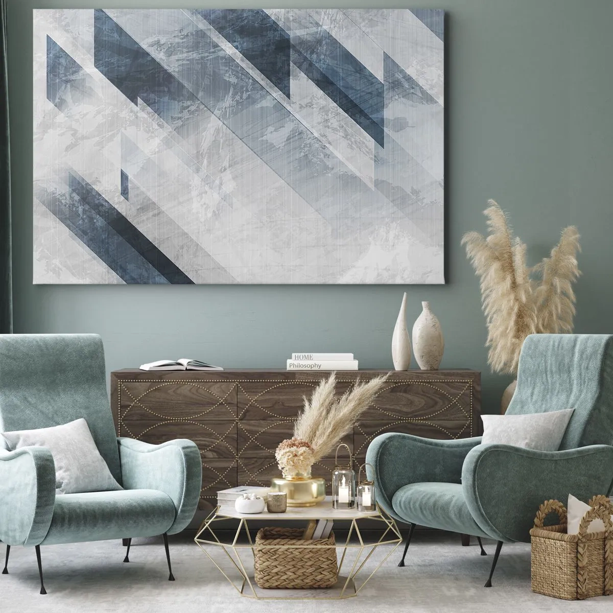 Canvas picture - Spacial Composition - Movement of Greys - 100x70 cm