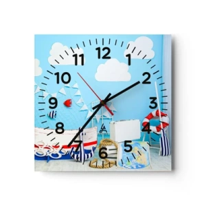 Wall clock - Clock on glass - Child's Longing for Adventure - 30x30 cm