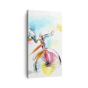 Canvas picture - Together on a Bike - 45x80 cm