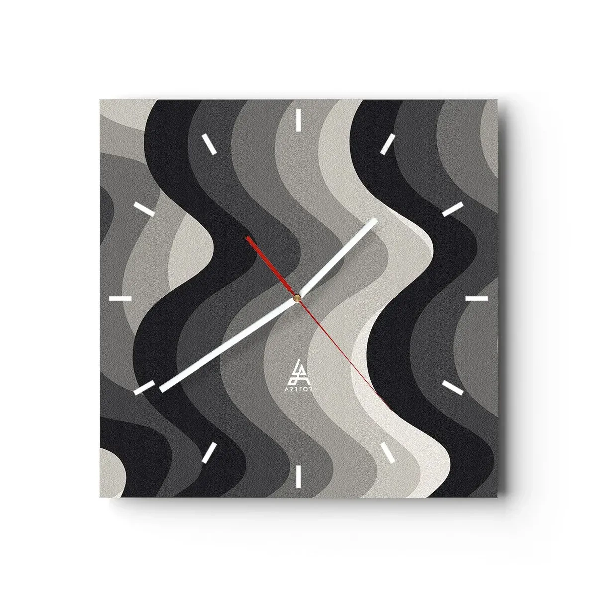 Wall clock - Clock on glass - Wave after Wave - 30x30 cm