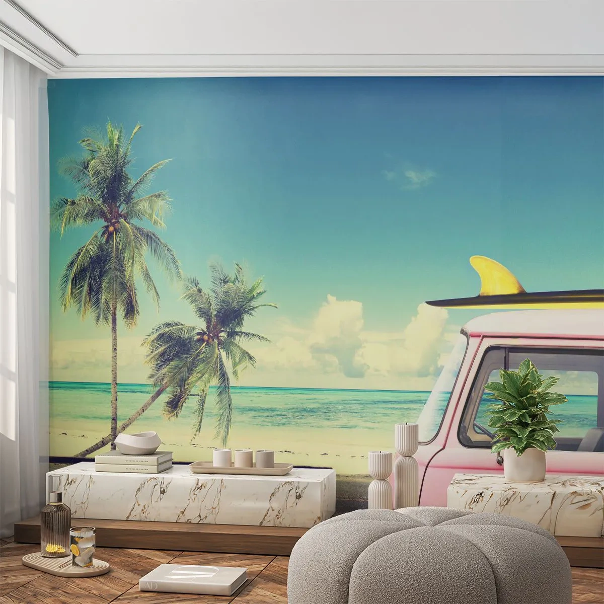 Photo Wallpaper Premium Canvas - Holiday Time - Landscape, Beach, Surfing - 250x175 cm