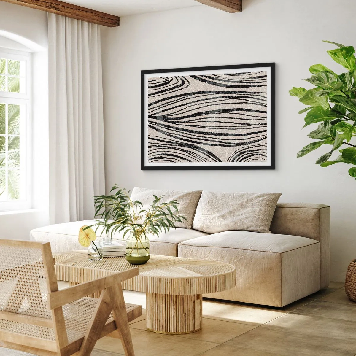 Poster in black frame - Spillover of Lines - 70x50 cm