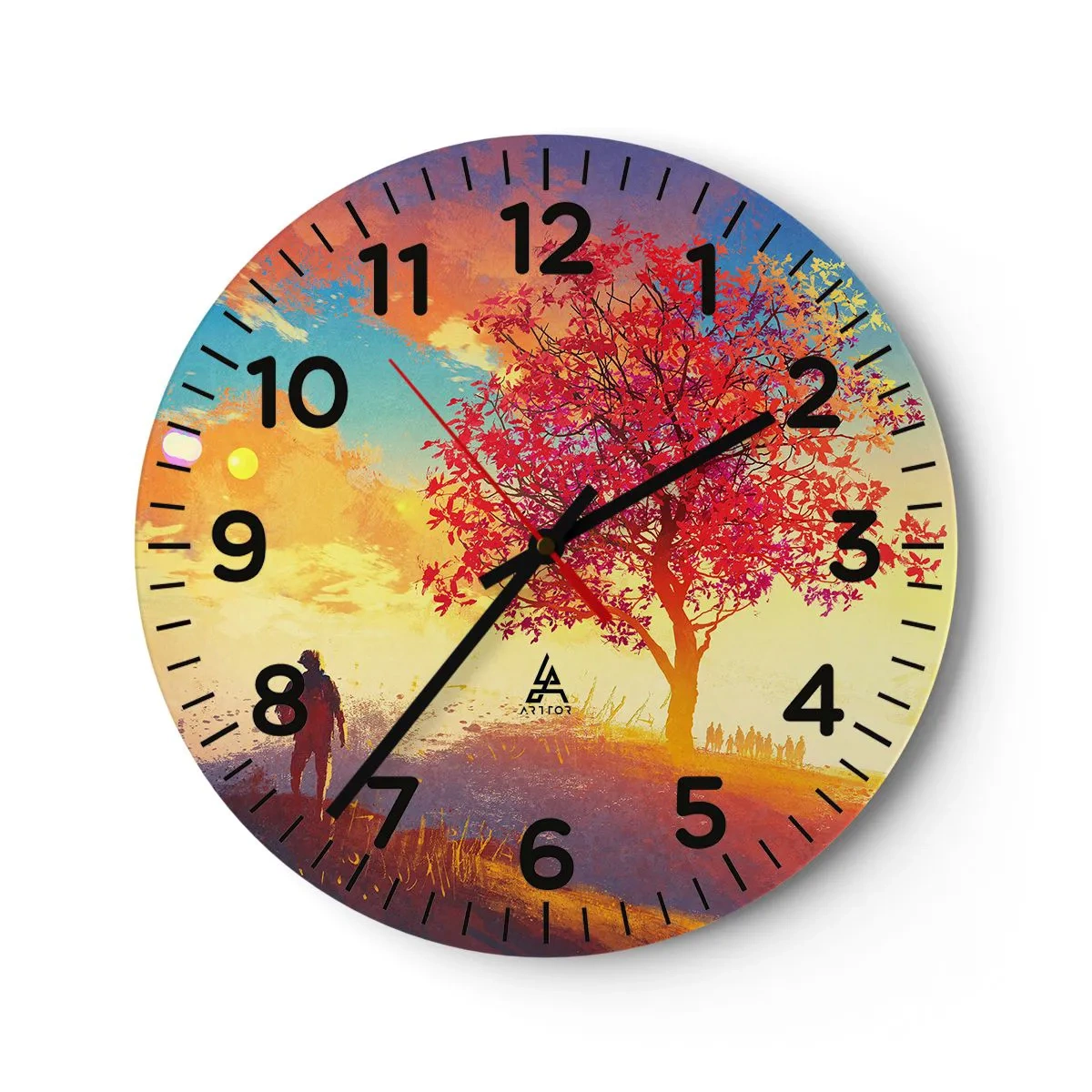 Wall clock - Clock on glass - Pilgrim at Its Goal - 40x40 cm
