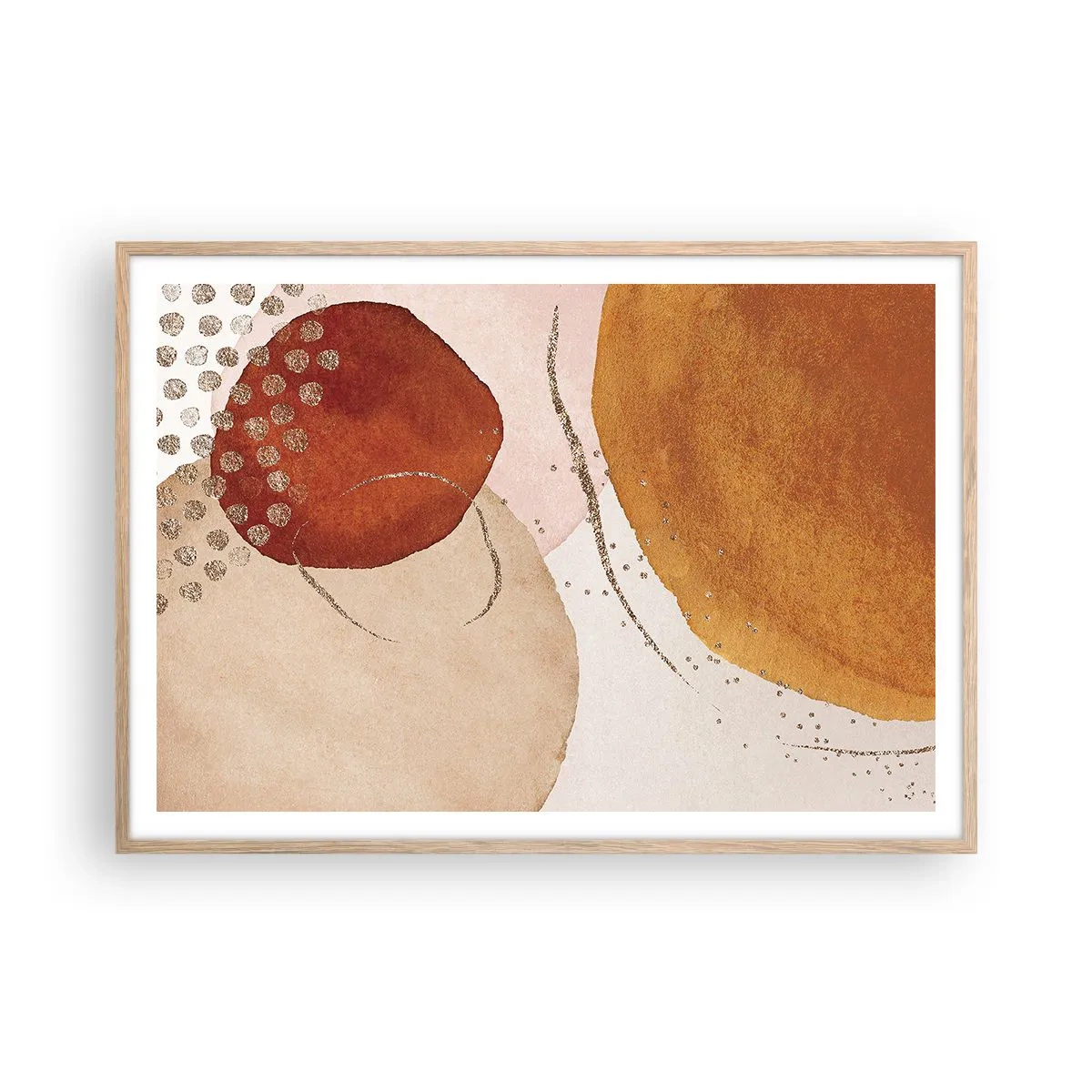 Poster in light oak frame - Roundness and Movement - 100x70 cm