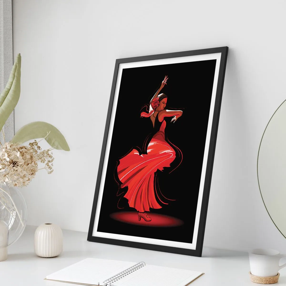 Poster in black frame - Fiery Spirit of Flamenco - 40x50 cm