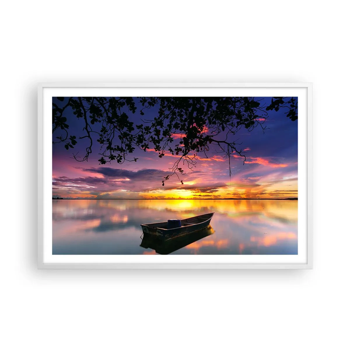 Poster in white frmae - Serenity of the Lake - 91x61 cm