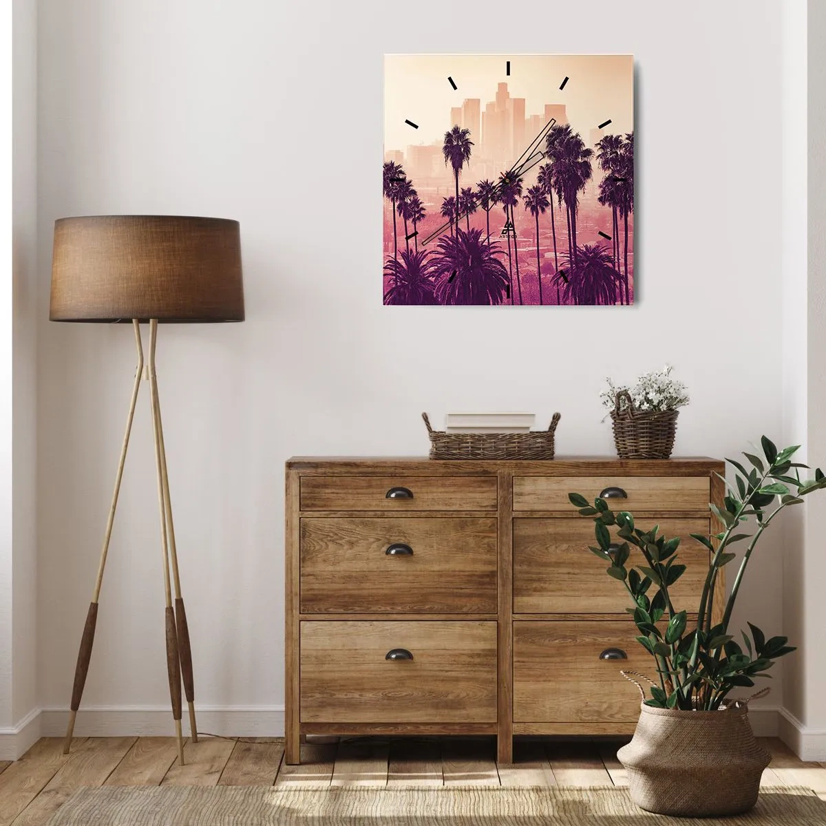 Wall clock - Clock on glass - Californian Landscape - 30x30 cm