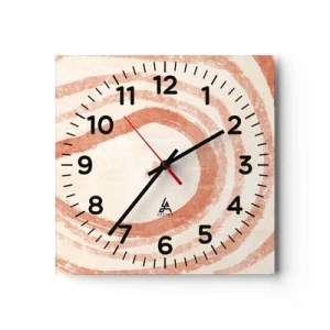 Wall clock - Clock on glass - Coral Circles - Composition - 40x40 cm