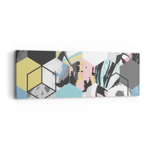 Canvas picture - Hexagons and Cubes in Six Colours - 90x30 cm