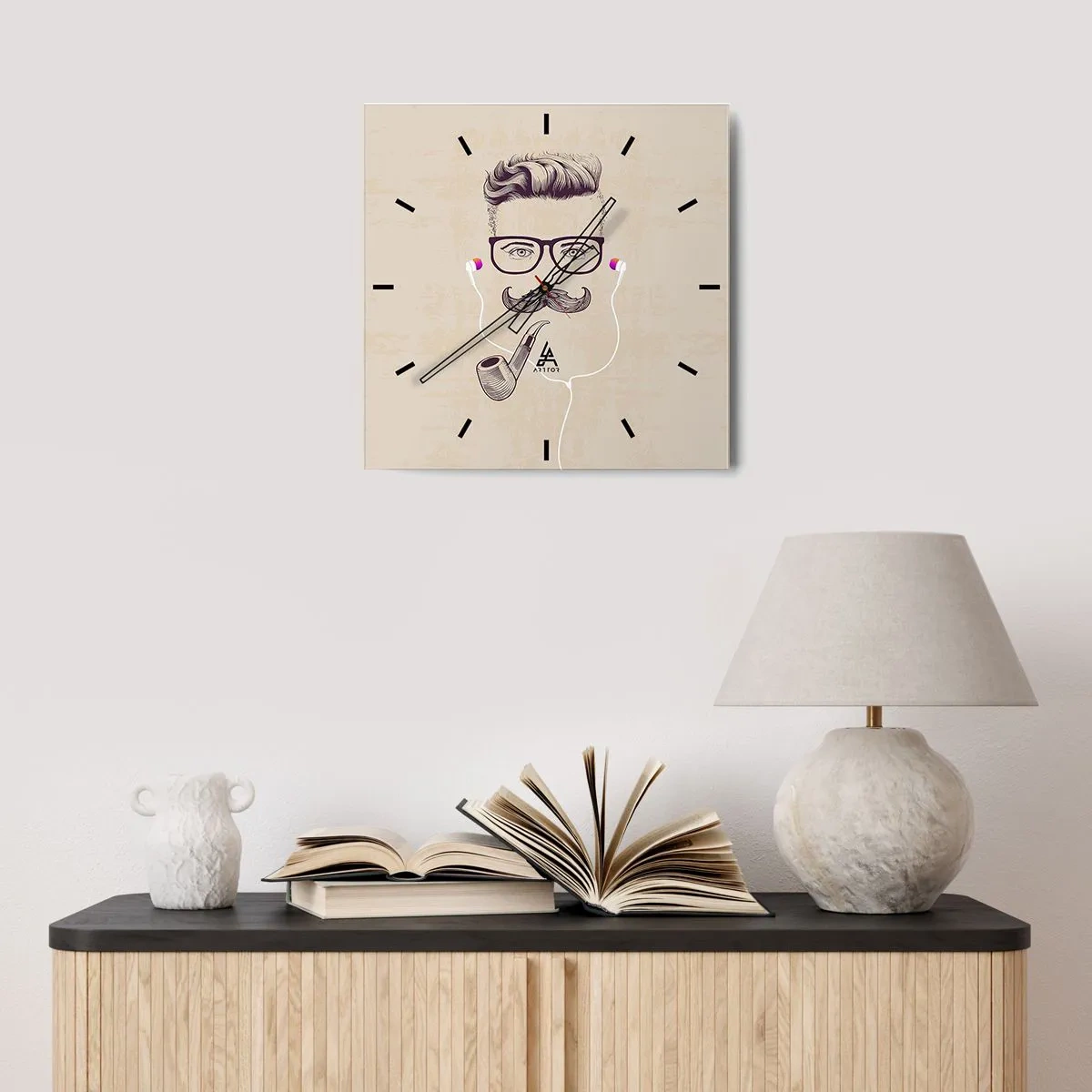 Wall clock - Clock on glass - A Real Man? - 30x30 cm