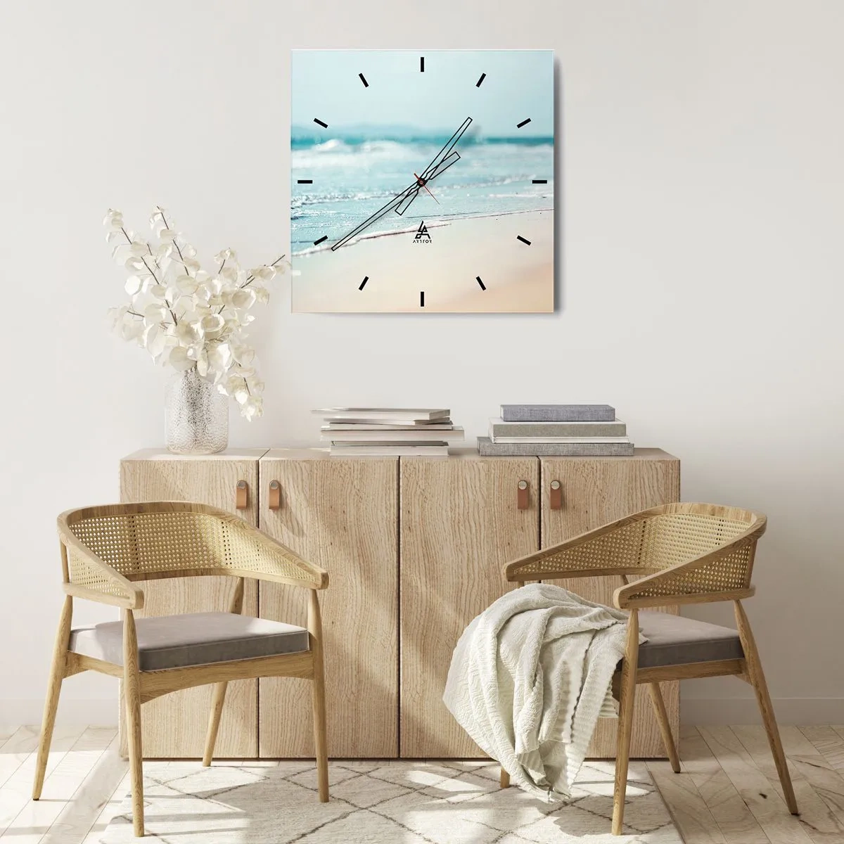 Wall clock - Clock on glass - Warmth and Breeze - 40x40 cm