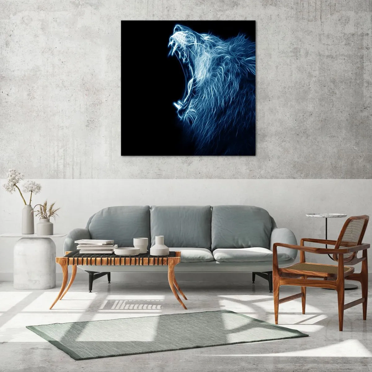 Glass picture - Flaming Rage of a King - 50x50 cm