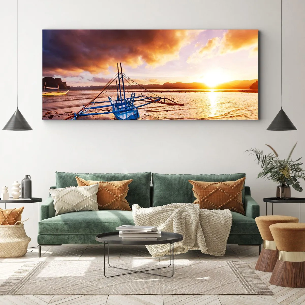 Canvas picture - After a Long Day, Stretching on the Sand - 120x50 cm