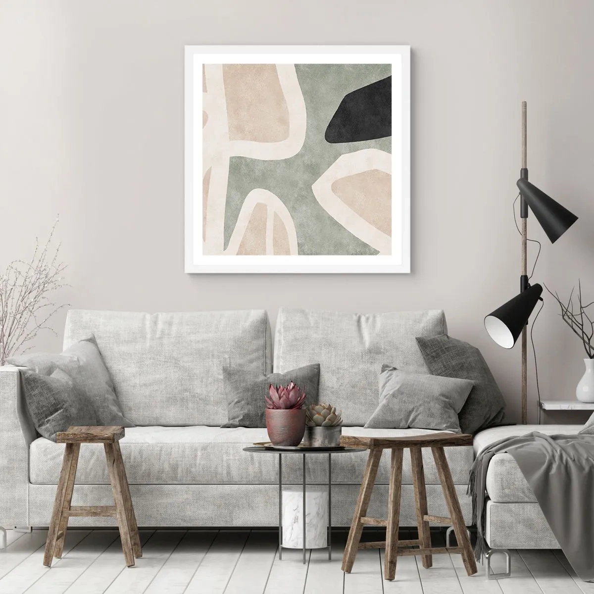 Poster in white frmae - Composition with a Black Motif - 50x50 cm