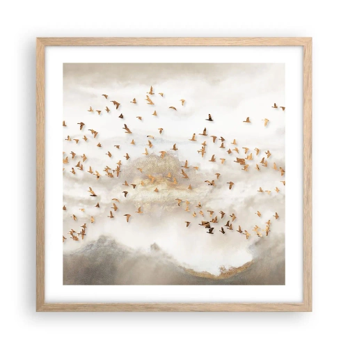 Poster in light oak frame - It Is Time - 50x50 cm