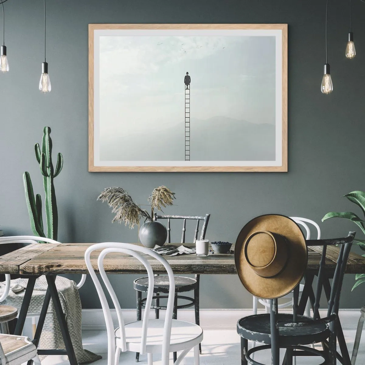 Poster in light oak frame - Rise above It - 70x50 cm