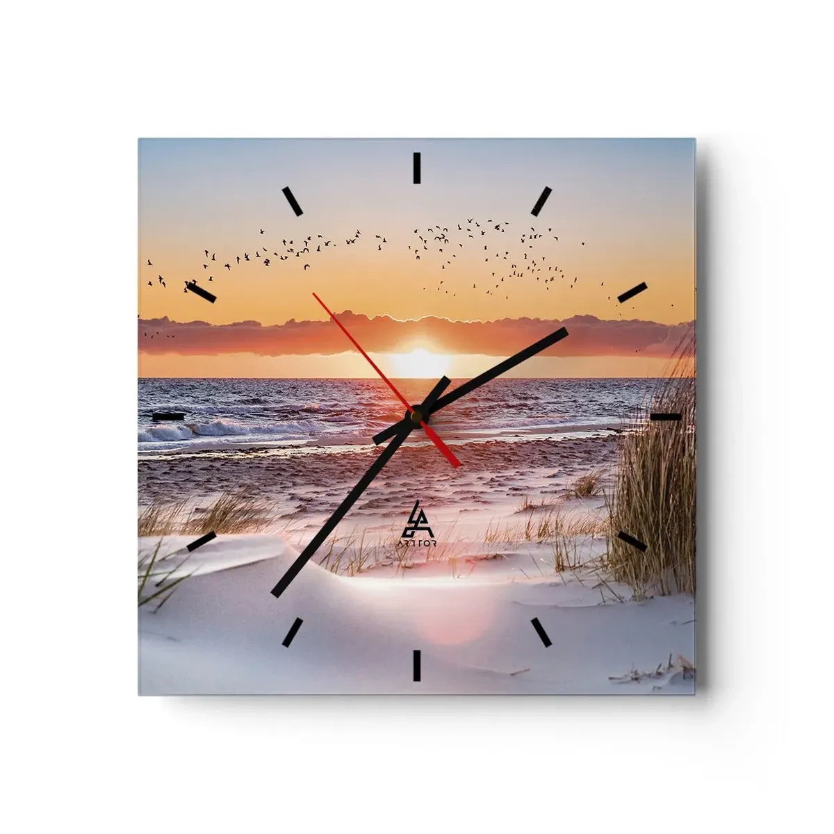 Wall clock - Clock on glass - Horizontal Landscape - 30x30 cm