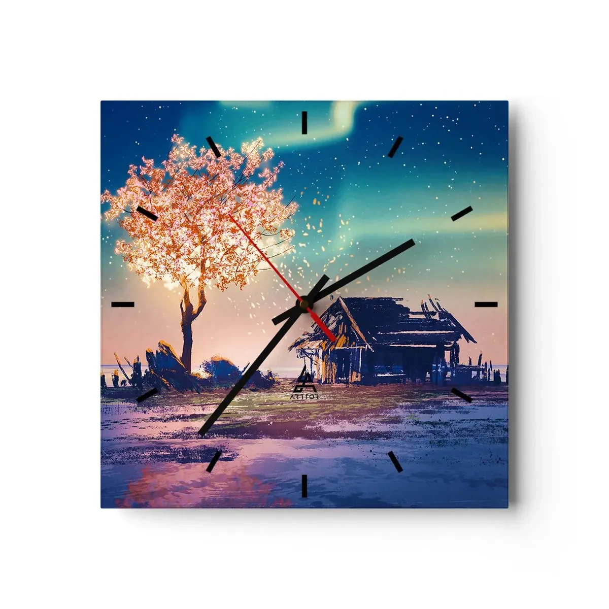 Wall clock - Clock on glass - Nature Does Not Pass Away - 30x30 cm