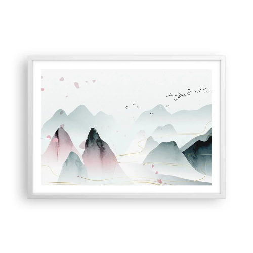 Poster in white frmae - Over the Peaks - 70x50 cm