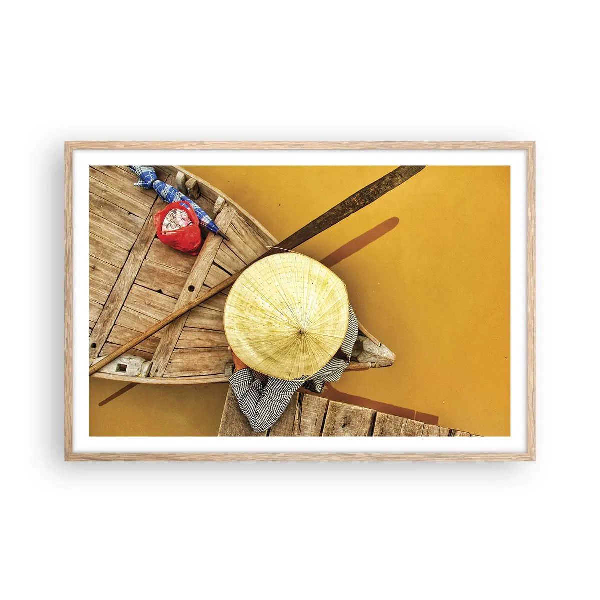 Poster in light oak frame - Life on a Yellow River - 91x61 cm