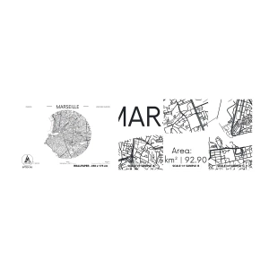 Photo Wallpaper Sample Standard Eco - Anatomy of Marseille - Map, Marseille, France - 100x30 cm