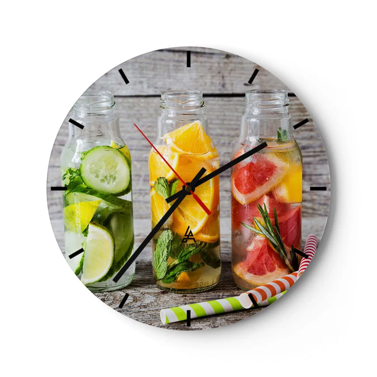 Wall clock - Clock on glass - Healthy by Nature - 40x40 cm