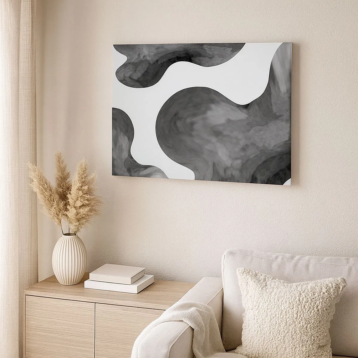 Canvas picture - Abstract pattern in shades of gray and white - 70x50cm - Milky Way - Modern wall decoration for the living room and bedroom ARTTOR