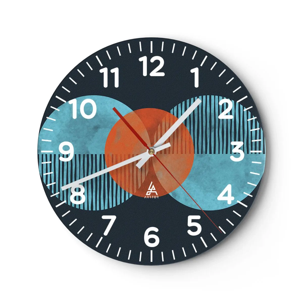 Wall clock - Clock on glass - Symmetrical Composition - 40x40 cm