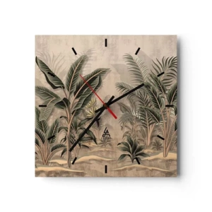 Wall clock - Clock on glass - Engraving in Colonial Style - 40x40 cm