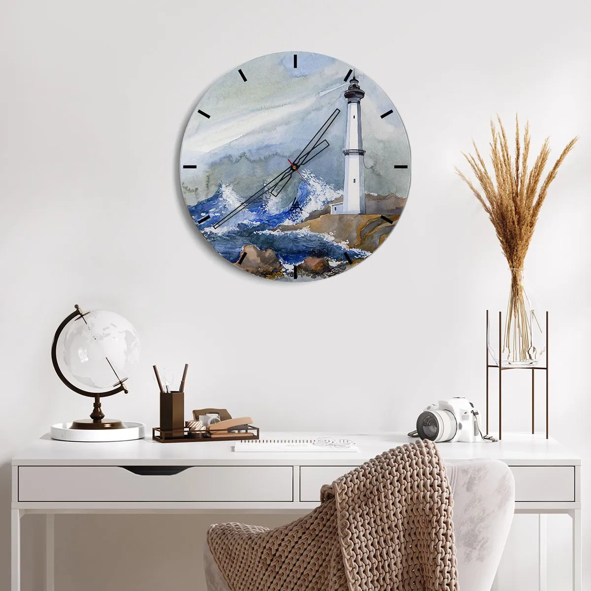 Wall clock - Clock on glass - Against Darkness and Storm - 40x40 cm
