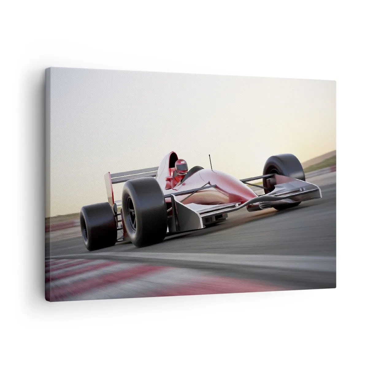 Canvas picture - A red Formula 1 car on a race track while driving - 70x50cm - Always the Winner - Modern wall decoration for the living room and bedroom ARTTOR